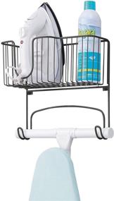 img 4 attached to 🧺 mDesign Metal Wall Mount Ironing Board Organizer with Storage Basket - Ideal for Laundry Rooms - Holds Iron, Board, Spray Bottles, Starch, Fabric Refresher - Easy Installation - Matte Black Finish
