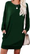 👚 luckymore women's long sleeve crewneck sweatshirt tunic tops: casual & lightweight dress with pockets logo