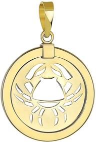 img 3 attached to 🦀 Stylish 14K Yellow Gold Reversible Round Cancer Crab Zodiac Sign Pendant: Perfect Astrological Jewelry