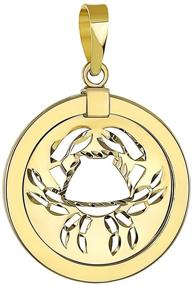 img 2 attached to 🦀 Stylish 14K Yellow Gold Reversible Round Cancer Crab Zodiac Sign Pendant: Perfect Astrological Jewelry