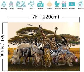 img 2 attached to 🌴 Fanghui 7x5ft Tropical African Forest Jungle Safari Scenic Backdrop: Realistic Animals Giraffe Antelope Lion Photography Background for Photobooth Props and Supplies