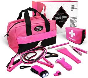 img 3 attached to 🛣️ Комплект "Симпатичный розовый на дороге" - неотъемлемая аварийная снаряжение для девочек-подростков и женщин - Легкая сумка с розовыми аккумуляторными кабелями, аптечкой и инструментами - Включена пятилетняя гарантия