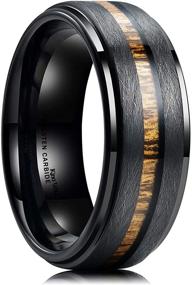 img 4 attached to 🌲 King Will Nature 8mm Black/Silver Tungsten Ring - Men's Wood Inlay Wedding Band, Matte Brushed Finish, Tungsten Carbide