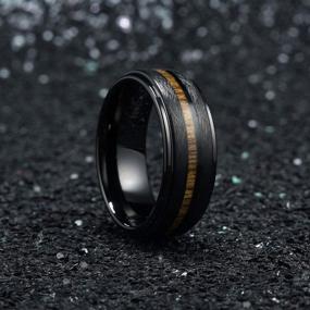 img 2 attached to 🌲 King Will Nature 8mm Black/Silver Tungsten Ring - Men's Wood Inlay Wedding Band, Matte Brushed Finish, Tungsten Carbide