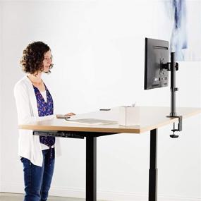 img 1 attached to 🖥️ VIVO Black Ultra Wide Screen TV and Monitor Desk Mount – Adjustable Height & Tilt Stand (Up to 42 inch Screens)