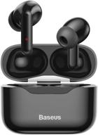 🎧 baseus tws stereo earphones black - wireless earbuds with bluetooth 5.1, active noise cancelling, smart touch control, ipx6 waterproof, built-in mic, and anc for enhanced audio experience logo