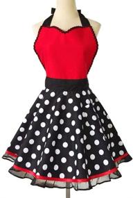 img 4 attached to Cute Retro Cotton Cooking Apron for Women - Violet Mist Polka Dot Vintage 50's Style Dress Gift (RedHeart2)