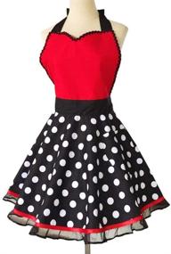 img 2 attached to Cute Retro Cotton Cooking Apron for Women - Violet Mist Polka Dot Vintage 50's Style Dress Gift (RedHeart2)