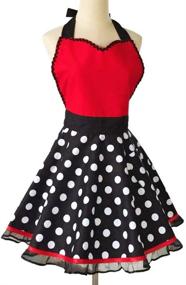 img 3 attached to Cute Retro Cotton Cooking Apron for Women - Violet Mist Polka Dot Vintage 50's Style Dress Gift (RedHeart2)