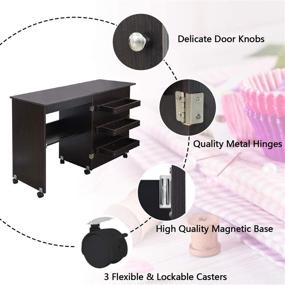 img 1 attached to 🧵 charaHOME Folding Sewing Table: Portable Multifunctional Sewing Machine Cart with Storage Shelves and Lockable Casters