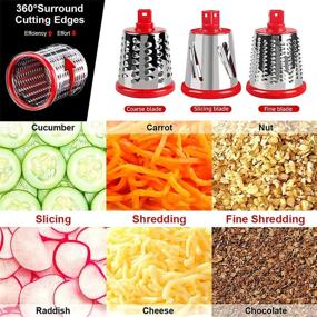 img 3 attached to 🔴 DLD Multifunctional 3-In-1 Round Manual Vegetable Cutter Slicer Kitchen Accessories - Potato Cheese Garlic Grater, Red