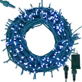 img 4 attached to 🎄 300-Count Blue LED Green Wire Christmas String Lights, 108.6 FT, 8 Modes for Indoor & Outdoor Party, Home, Patio, Lawn, Garden – Holiday Decoration