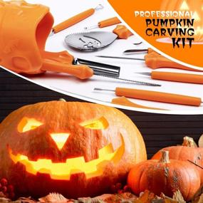 img 1 attached to 🎃 SZILBZ Halloween Pumpkin Carving Kit: Professional Stainless Steel Tools in a Carrying Case