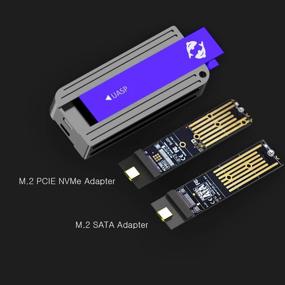 img 2 attached to 🔌 GLOTRENDS 2-отсековый M.2 SSD в USB C адаптер-корпус для NVME SSD (Key M) и SATA SSD (Key B/B+M), стильный черный алюминиевый корпус (Рыбы)