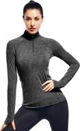 women's long sleeve workout tops with quarter zip - running pullover, 1/4 zip логотип