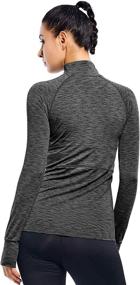 img 3 attached to Women's Long Sleeve Workout Tops with Quarter Zip - Running Pullover, 1/4 Zip