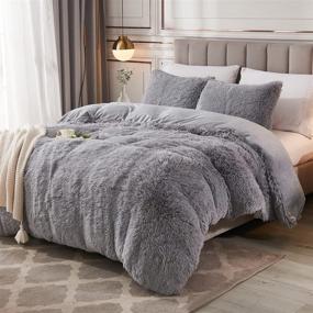 img 3 attached to 🛌 Ultimate Winter Comfort: Fluffy Grey Queen Comforter Set with Faux Fur - Cozy Plush Bedding for a Luxurious Sleep