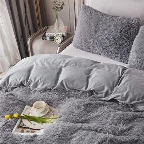 img 1 attached to 🛌 Ultimate Winter Comfort: Fluffy Grey Queen Comforter Set with Faux Fur - Cozy Plush Bedding for a Luxurious Sleep