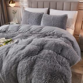 img 2 attached to 🛌 Ultimate Winter Comfort: Fluffy Grey Queen Comforter Set with Faux Fur - Cozy Plush Bedding for a Luxurious Sleep