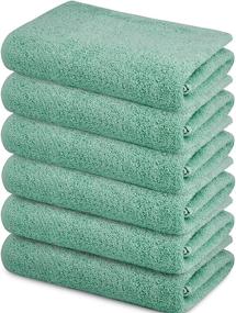 img 4 attached to 🛀 Pack of 6 Small Bath Towels Set - Ultra Soft 100% Cotton, 22"x44" Aqua Green Towels for Bathroom, Gym, Spa, and Hotel