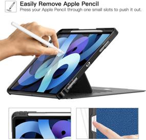 img 1 attached to ZtotopCase for iPad Air 4 10.9'' 2020(4th Gen)/iPad Pro 11'' 2018(1st Gen), [No Auto Sleep/Wake] 6 Adjustable Viewing Angles Strong Magnetic Cover with Pencil Holder, Supports iPad Pencil & Touch ID, Navy Blue