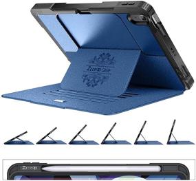 img 4 attached to ZtotopCase for iPad Air 4 10.9'' 2020(4th Gen)/iPad Pro 11'' 2018(1st Gen), [No Auto Sleep/Wake] 6 Adjustable Viewing Angles Strong Magnetic Cover with Pencil Holder, Supports iPad Pencil & Touch ID, Navy Blue