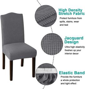 img 1 attached to 🪑 Turquoize Stretch Dining Chair Covers - Set of 2 Grey Parsons Chair Slipcovers for Dining Room - Removable & Protective Kitchen Chair Cover - Perfect for Hotel, Ceremony