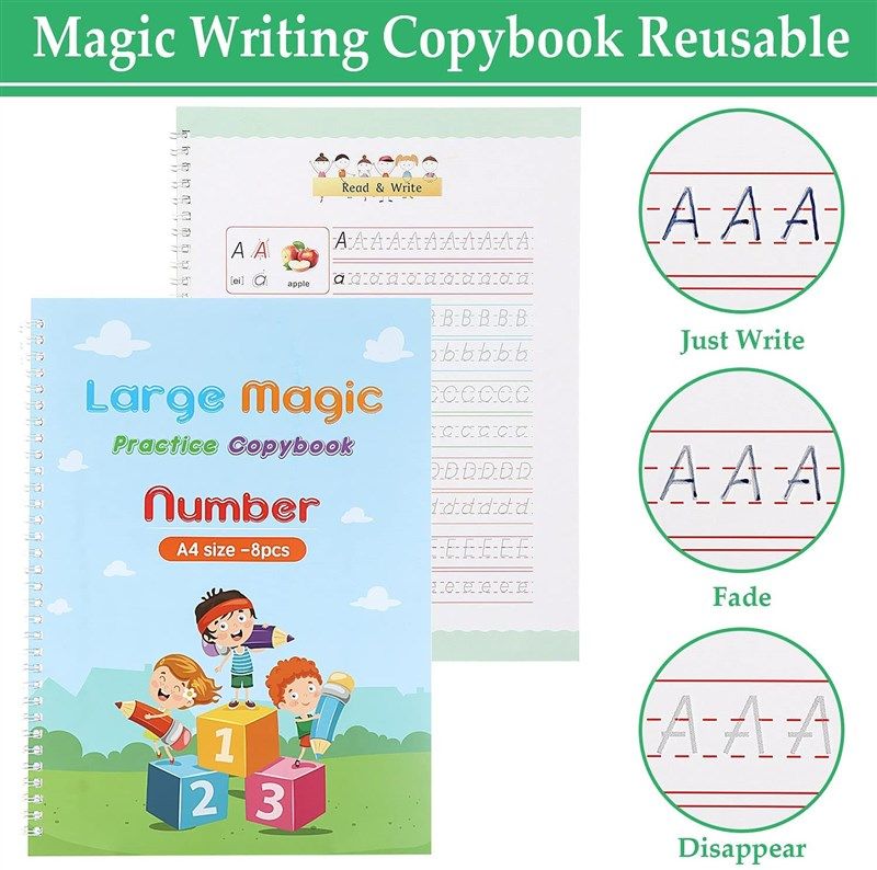 Reusable Writing Groove Practice Copybook for Kids Ages 3+
