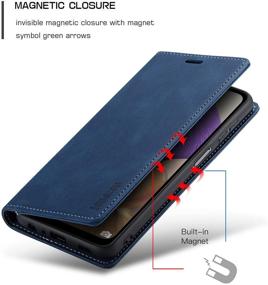 img 1 attached to 📱 Blue Samsung Galaxy A32 5G Wallet Case - RFID Blocking, Magnetic Closure, Kickstand, Card Holder, Genuine Leather Flip Case