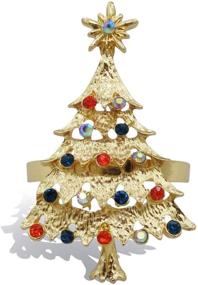 img 4 attached to 🎄 Набор из 12-ти кольец для салфеток «Рождественская елка» для праздничных свадеб, Дня Благодарения, Рождества, ужинов и домашнего стола - Золотой стиль #4.
