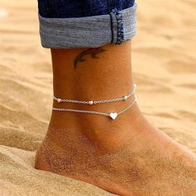 img 2 attached to 💖 Милый бусинный браслет со сердечком: Стильные золотые и серебряные браслеты на щиколотку для женщин и девочек-подростков, модная ножная цепочка для пляжа