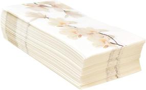 img 3 attached to 🌸 Pack of 100 Disposable Floral White Magnolia Blossom Guest Napkins - 3 Ply Spring Flowers Paper Hand Napkin for Bathroom Decor, Wedding, Anniversary, Birthday, Bridal & Baby Shower - Decorative Towels for Holiday Party