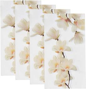 img 1 attached to 🌸 Pack of 100 Disposable Floral White Magnolia Blossom Guest Napkins - 3 Ply Spring Flowers Paper Hand Napkin for Bathroom Decor, Wedding, Anniversary, Birthday, Bridal & Baby Shower - Decorative Towels for Holiday Party
