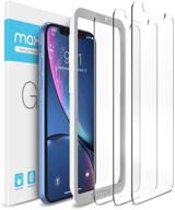 📱 maxboost screen protector for apple iphone 11 and iphone xr (6.1 inch) - 3 pack, clear tempered glass film, 0.25mm ultra-thin, 12 hd clarity, case friendly, 99% touch accuracy logo