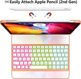 img 1 attached to 🔤 Papaya Keyboard Case for iPad Pro 11 inch 2021 (3rd Gen) - 360 Rotate, 17 Color Backlit, Pencil Holder