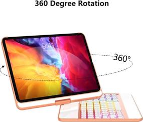 img 3 attached to 🔤 Papaya Keyboard Case for iPad Pro 11 inch 2021 (3rd Gen) - 360 Rotate, 17 Color Backlit, Pencil Holder
