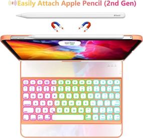 img 2 attached to 🔤 Papaya Keyboard Case for iPad Pro 11 inch 2021 (3rd Gen) - 360 Rotate, 17 Color Backlit, Pencil Holder