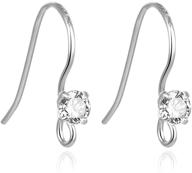 💎 10pcs authentic 925 sterling silver earring hooks with 3mm sparkling diamond dangle for earrings making - ss470 logo