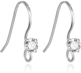 img 4 attached to 💎 10pcs Authentic 925 Sterling Silver Earring Hooks with 3mm Sparkling Diamond Dangle for Earrings Making - SS470