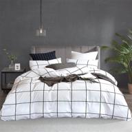 🔲 karever white grid duvet cover set: stylish checkered bedding with large black geometric pattern for kids, teens, and adults logo