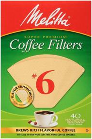 img 4 attached to Melitta No. 6 Unbleached Cone Coffee Filters – Natural Brown (40 count): Eco-friendly & Superior Brewing Results