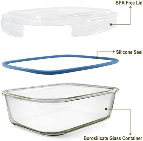 img 3 attached to Premium Glass Food Storage Containers Set - Large Size with BPA-free Locking Lids for 100% Leak Proof Storage - Freezer to Oven Safe - (2 Pack, 52oz)