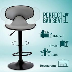 img 3 attached to 🪑 WeSeat Adjustable Bar Stools - Set of 2, Grey - Perfect for Home Kitchen, Bar, Café & More - Polished Black Swivel Base, Grade 1 Gas Lift - Height Adjustable (32-41 inches)