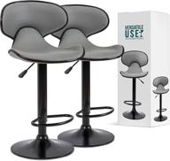 🪑 weseat adjustable bar stools - set of 2, grey - perfect for home kitchen, bar, café & more - polished black swivel base, grade 1 gas lift - height adjustable (32-41 inches) logo