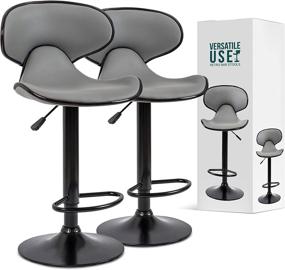 img 4 attached to 🪑 WeSeat Adjustable Bar Stools - Set of 2, Grey - Perfect for Home Kitchen, Bar, Café & More - Polished Black Swivel Base, Grade 1 Gas Lift - Height Adjustable (32-41 inches)