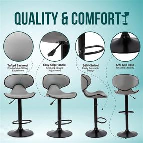 img 1 attached to 🪑 WeSeat Adjustable Bar Stools - Set of 2, Grey - Perfect for Home Kitchen, Bar, Café & More - Polished Black Swivel Base, Grade 1 Gas Lift - Height Adjustable (32-41 inches)