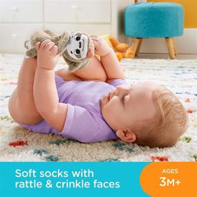 img 3 attached to SEO-Optimized Fisher-Price Sloth Activity Socks: Adjustable Baby Rattle Toy Set