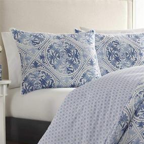img 2 attached to 🛏️ Ultra Soft All Season Reversible Stylish Bedspread - Laura Ashley Mila Collection Comforter Set with Matching Sham(s), King Size, Blue