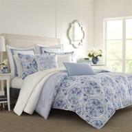 🛏️ ultra soft all season reversible stylish bedspread - laura ashley mila collection comforter set with matching sham(s), king size, blue logo