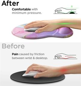 img 1 attached to Ergonomic Design Mouse Pad with Wrist Rest Support, Knocent Cute Wrist Mouse Pad with Lycra Cloth, Non-Slip PU Base Mouse Mat, Pain Relief Mousepad for Gaming & Working - Wrist Marble Golden Pink